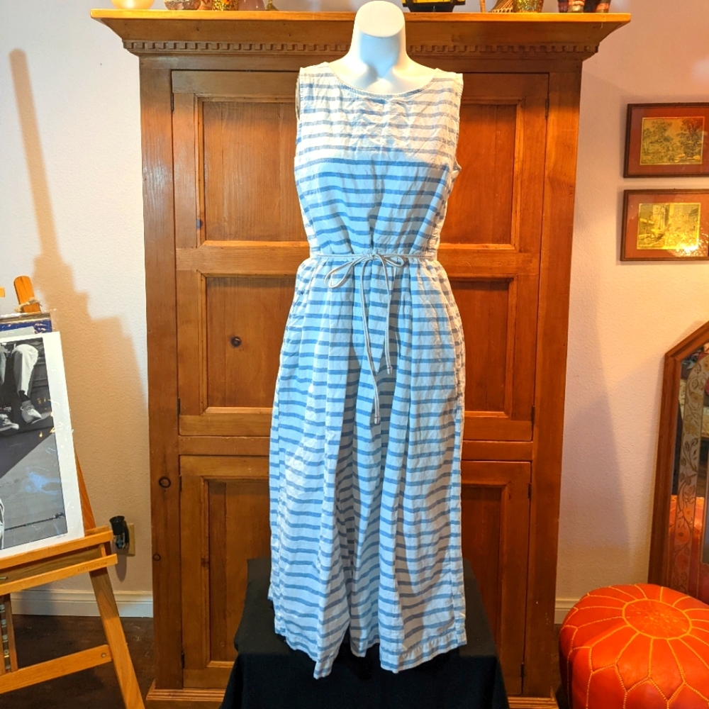 Ines de la Fressange for Uniqlo Linen Blend Striped Maxi Dress